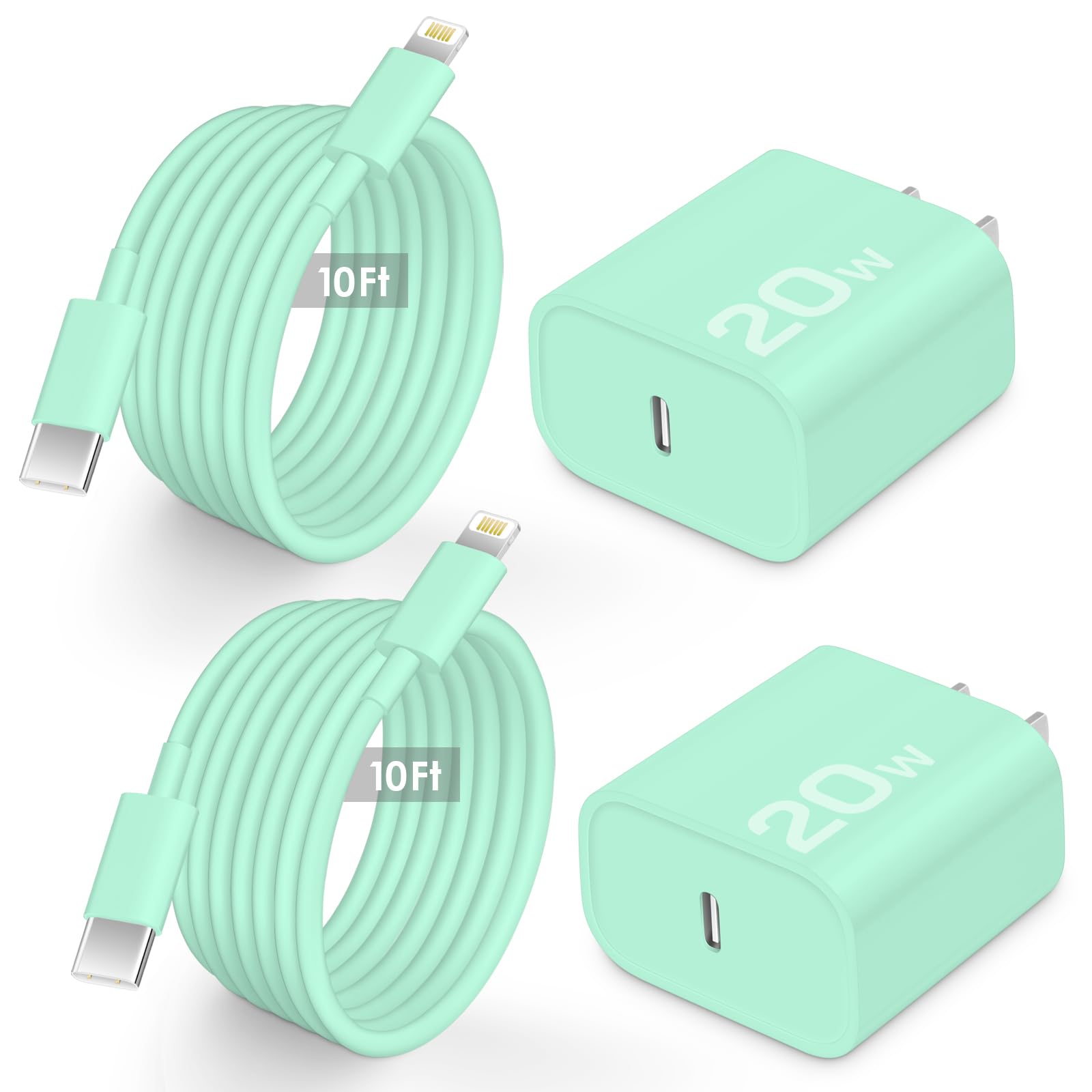 AISNI 10ft green cable coiled for easy storage