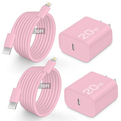 AISNI fast charger block, pink, 20W PD USB-C, front view