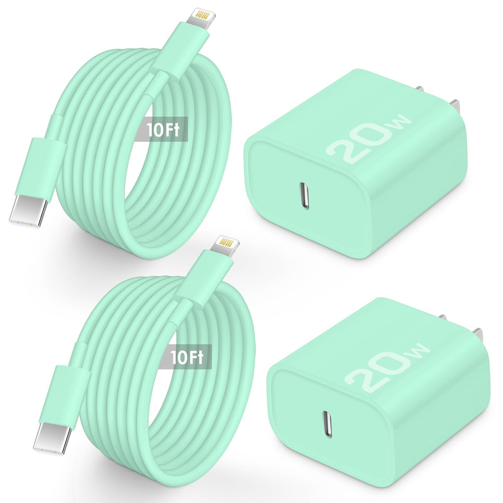 AISNI fast charger block with 10ft cable powering iPhone 14 on the go