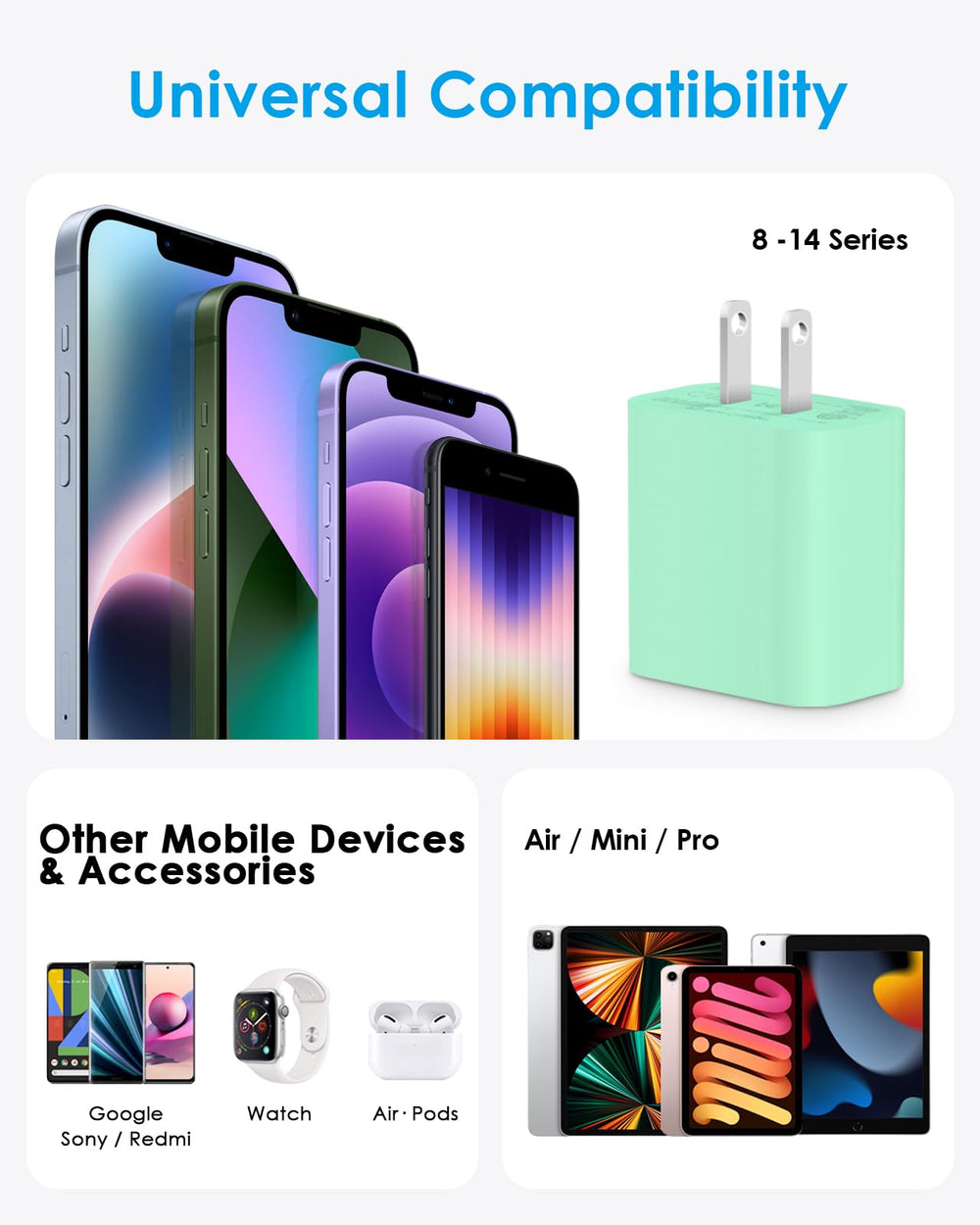 AISNI packaging a green box highlighting two chargers