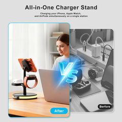 50-degree adjustable stand for portrait or landscape charging.