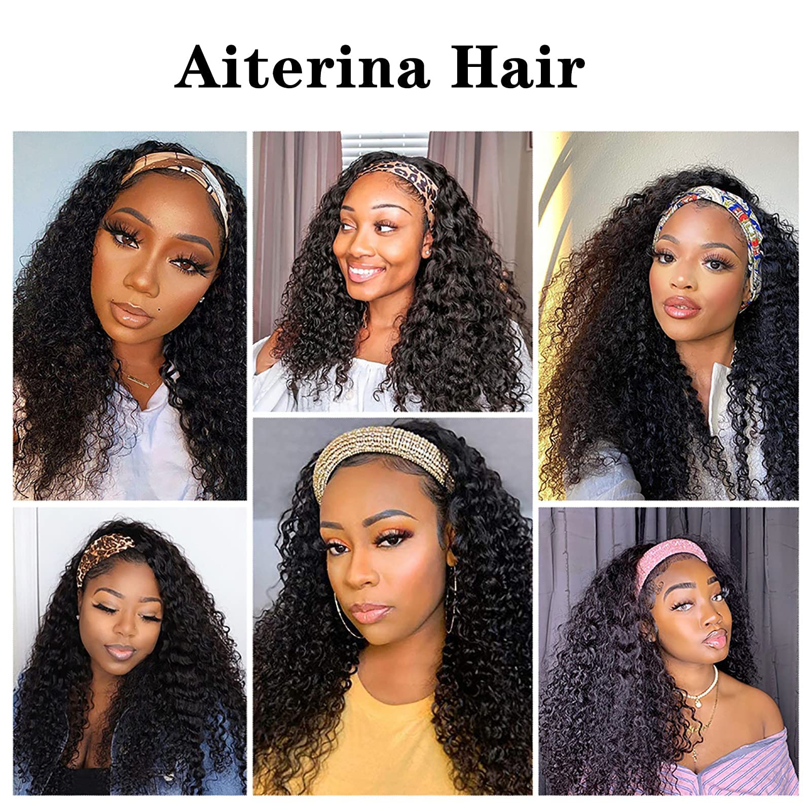 Aiterina deep wave wig includes cap, lashes, and headband for ready-to-wear.
