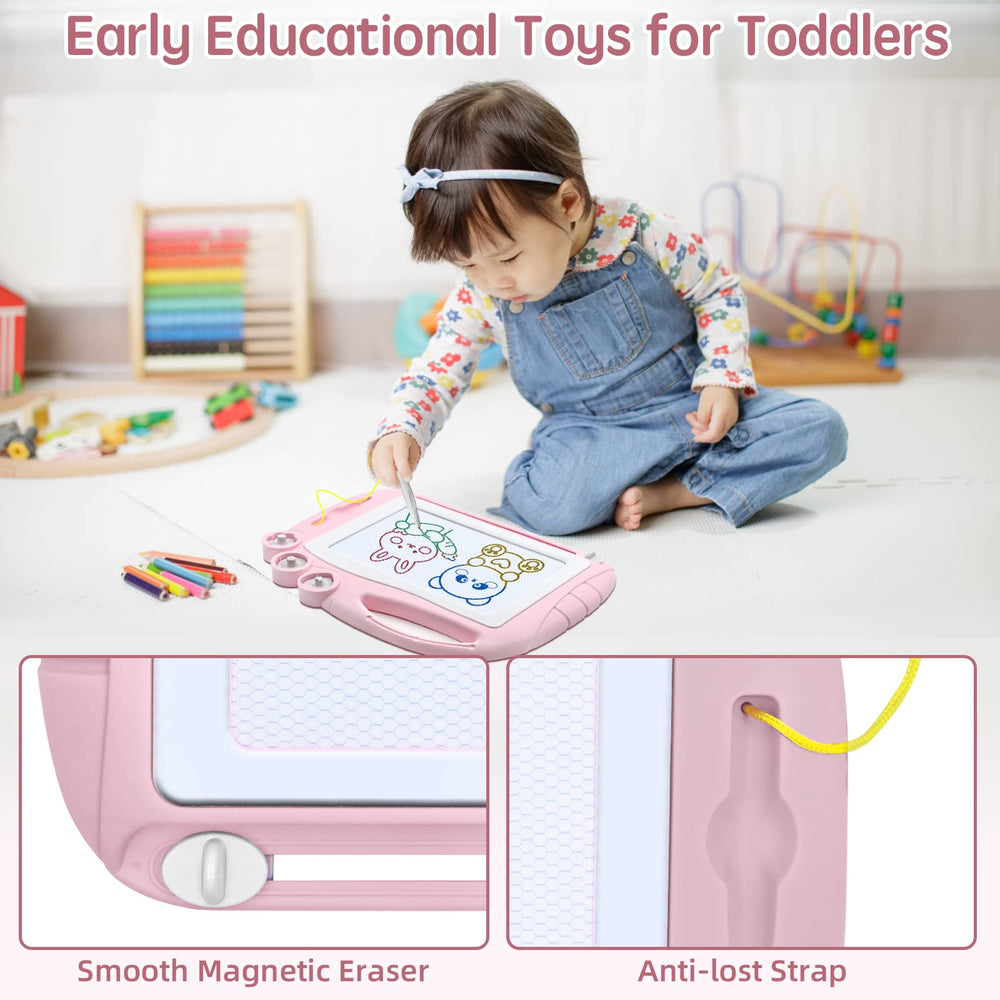 AiTuiTui magnetic drawing board with stamps encourages creative play and fine motor skills