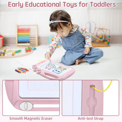 AiTuiTui magnetic drawing board with stamps encourages creative play and fine motor skills
