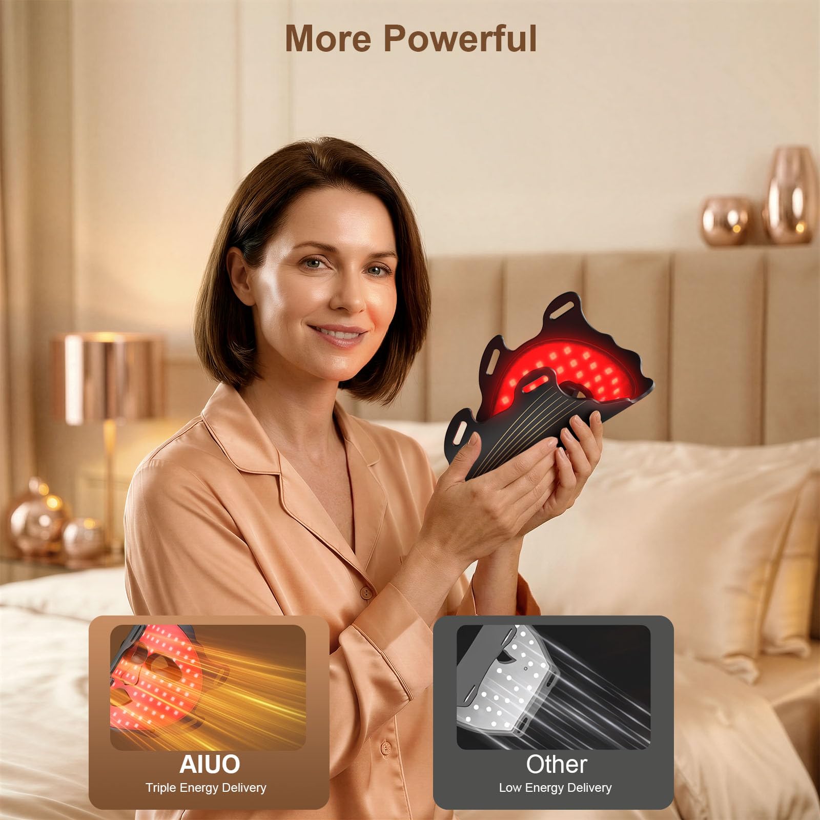 AIUO Red Light Mask remote control timer for easy scheduling