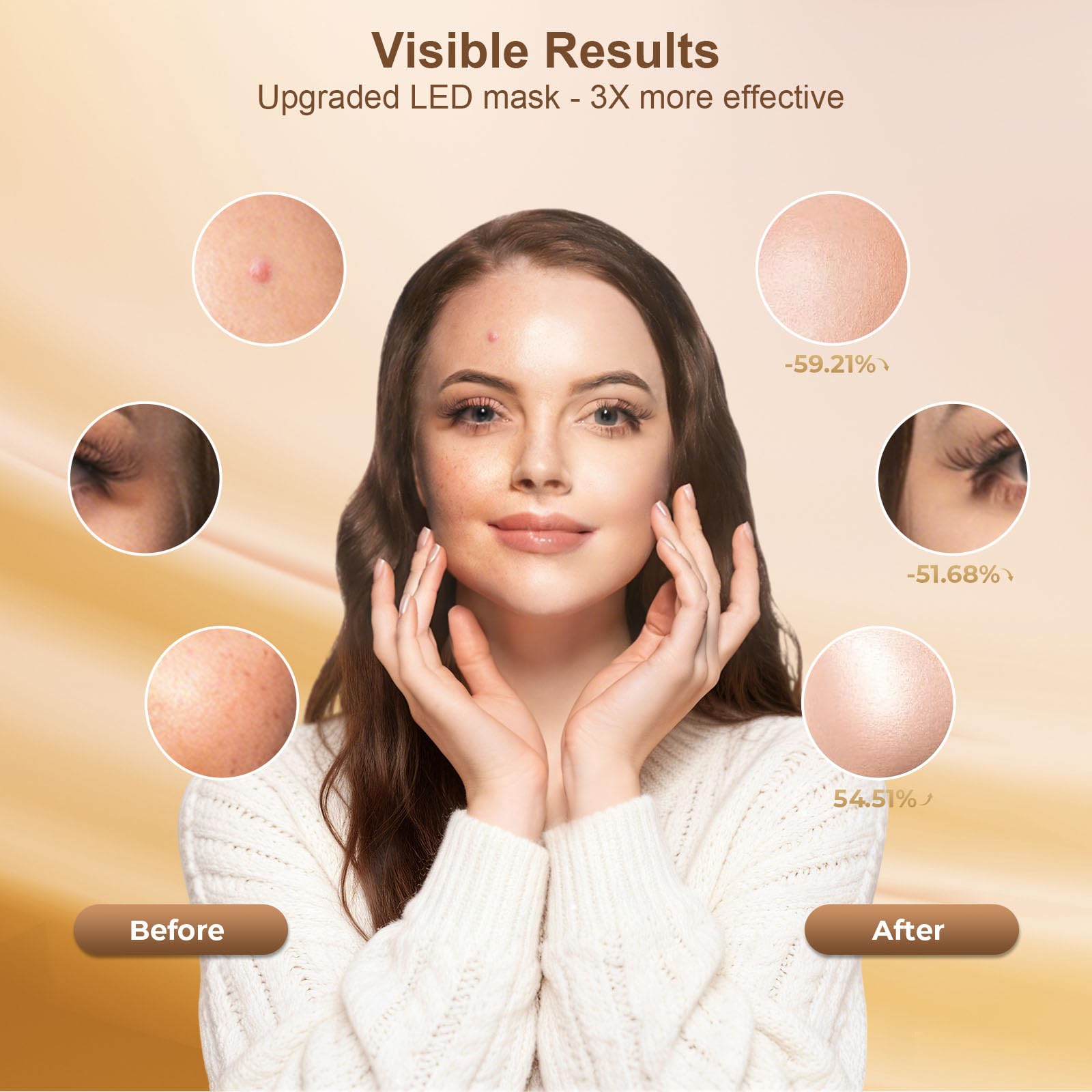 AIUO Red Light Mask soft silicone surface for skin-friendly use