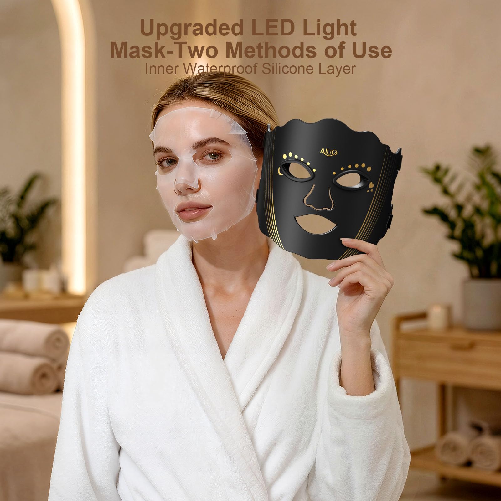 AIUO Red Light Mask secure Velcro strap stays in place