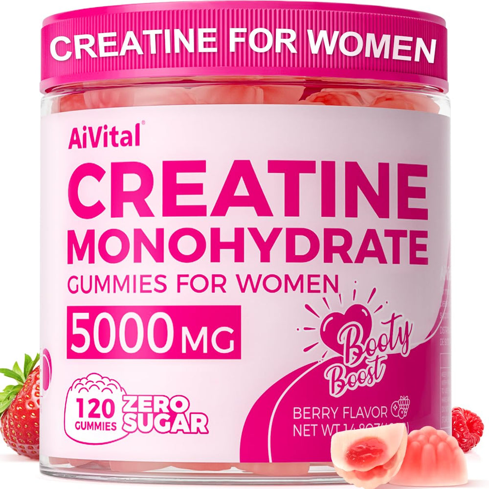 AiVital Creatine Gummies for Women bottle, convenient daily supplement.