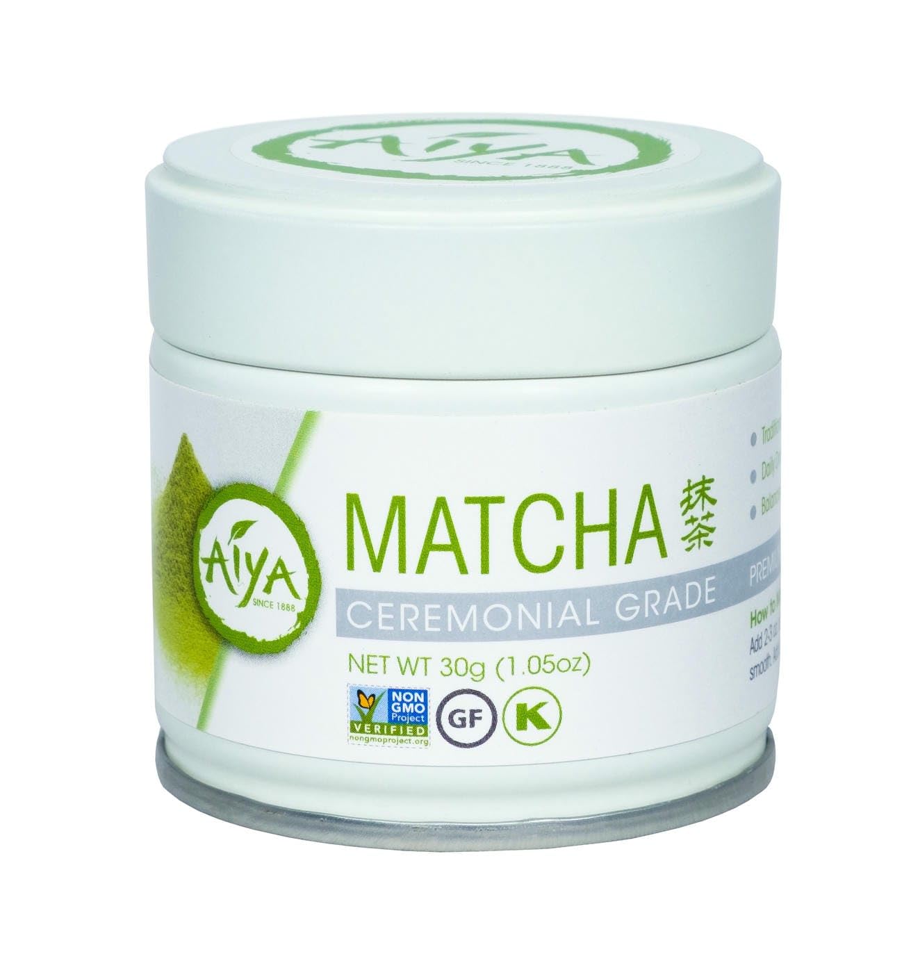 AIYA ceremonial tin front view for premium matcha ritual