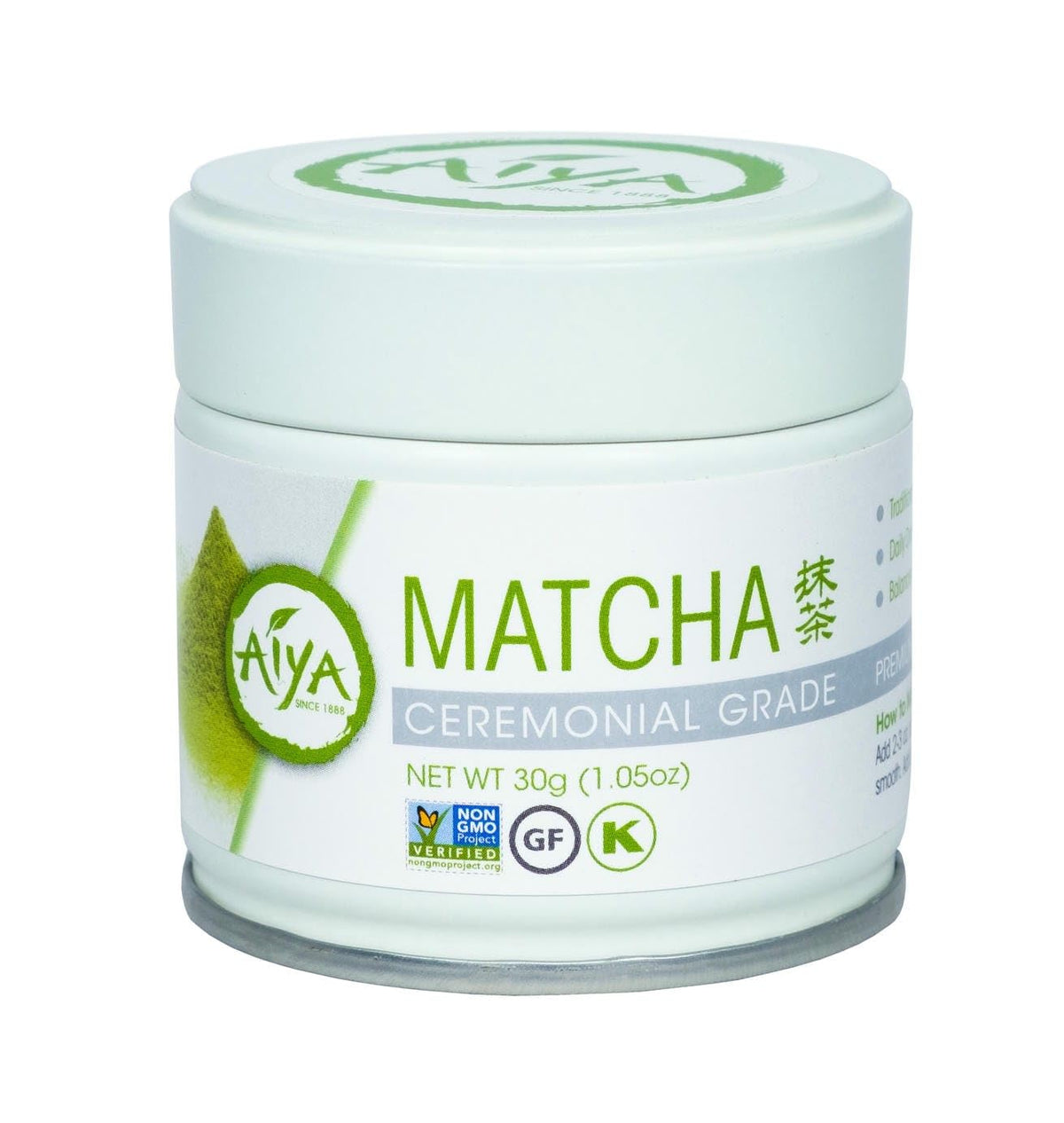 AIYA ceremonial tin front view for premium matcha ritual
