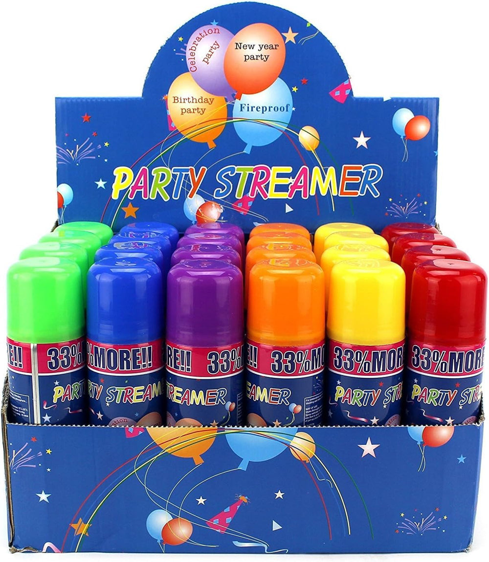 AJ Toys & Games party decorations and goody bags with colorful bursts