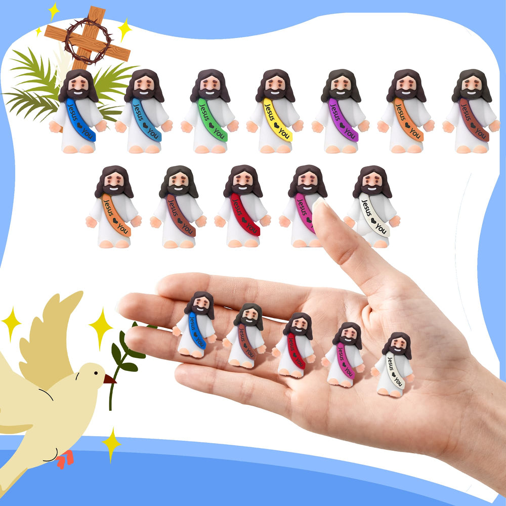Ajabavbd 40-piece Jesus figurines—durable decor for Easter and Christmas displays.