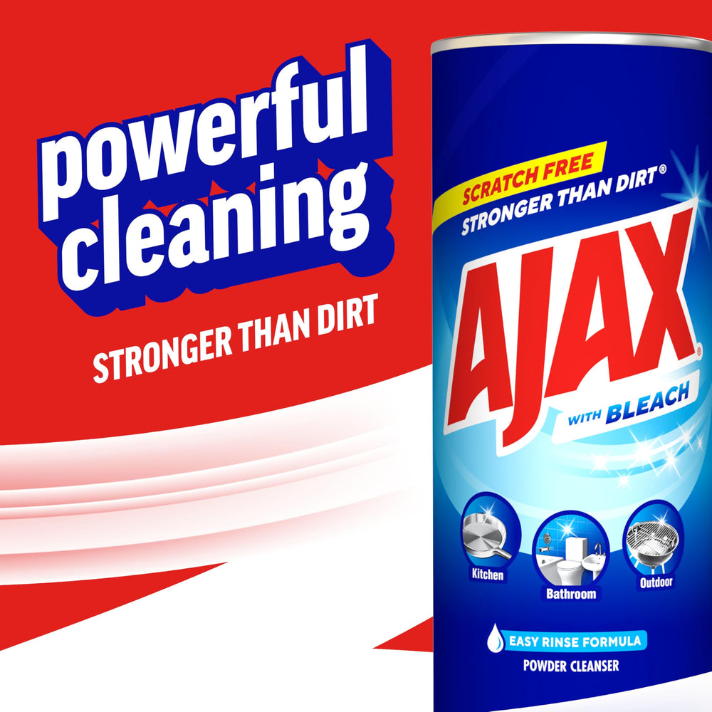 Ajax Powder Cleanser with Bleach chrome surface detailing for a smoother shine