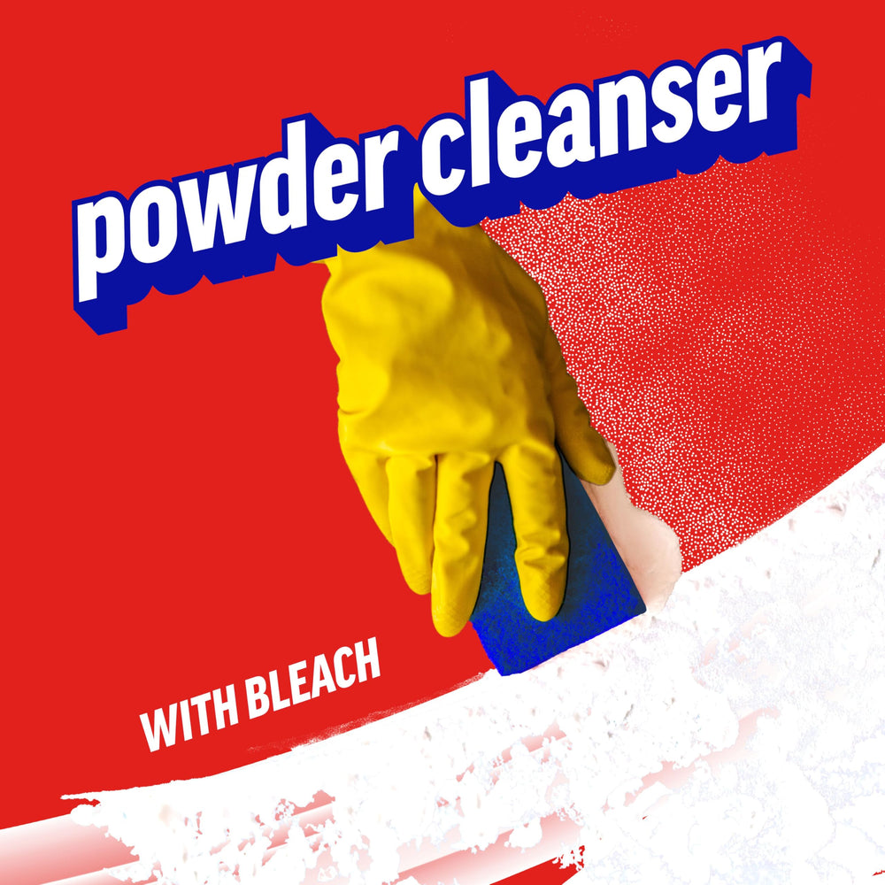 Ajax Powder Cleanser with Bleach porcelain tile detail showing cleaned grout lines