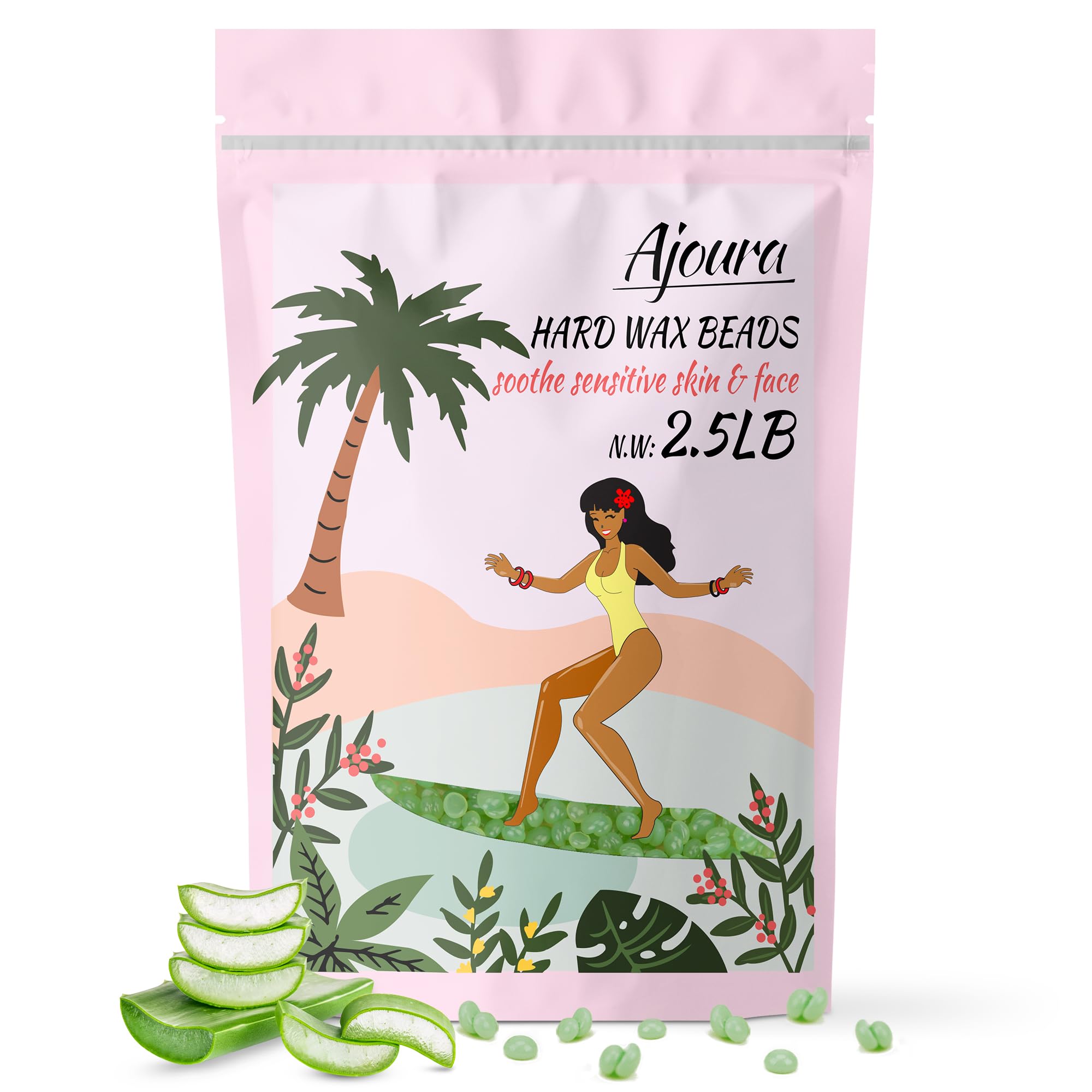 Ajoura Aloe Hard Wax Beads 2.5lb pack for consistent at-home waxing