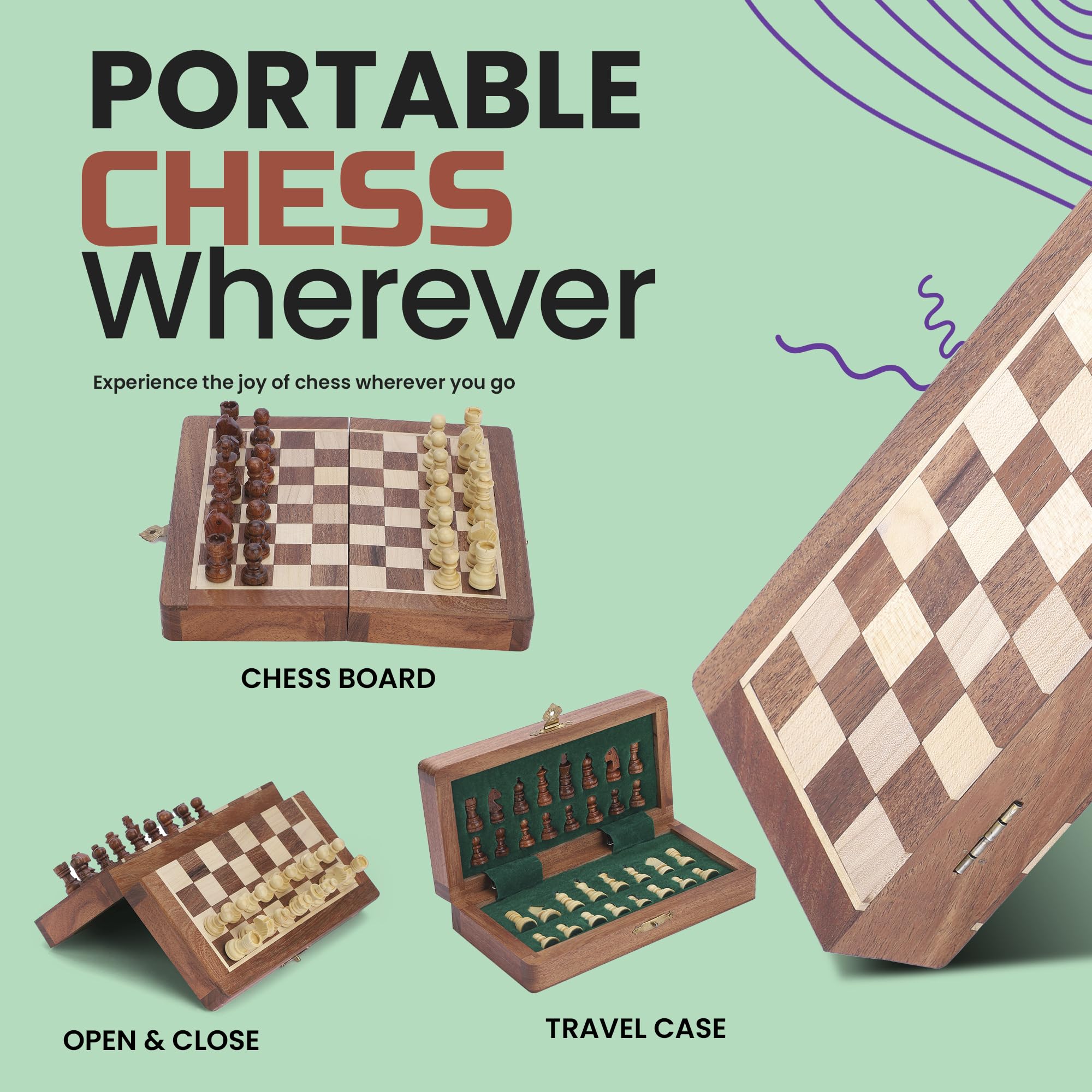 Ajuny acacia wood chessboard with premium finish for timeless appeal.