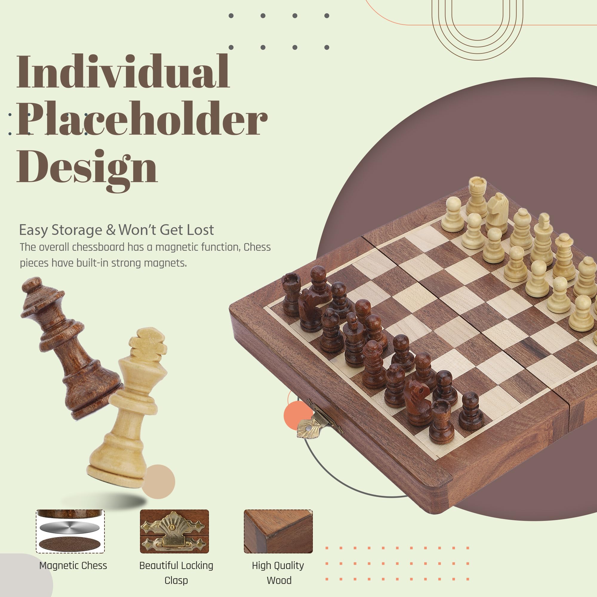 Ajuny folding chess board with secure latch for easy travel.