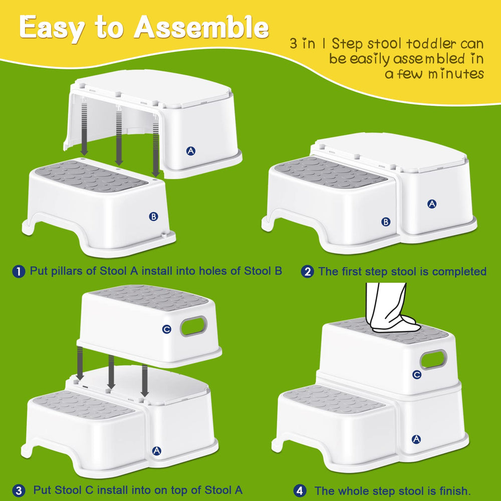 AJVV 3-in-1 stool is easy to assemble and clean for daily use