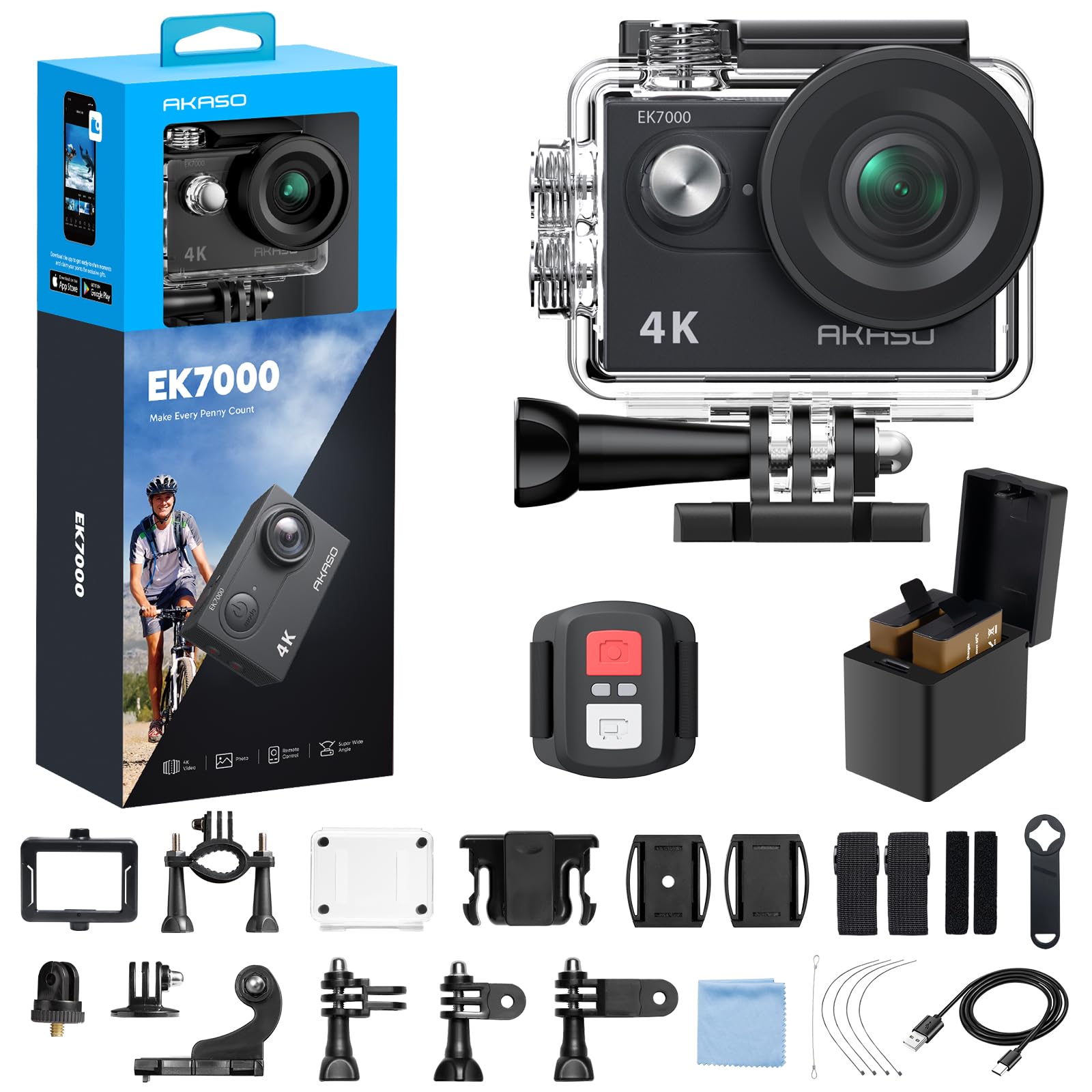 AKASO EK7000 4K video capture showing vibrant action footage with 30fps