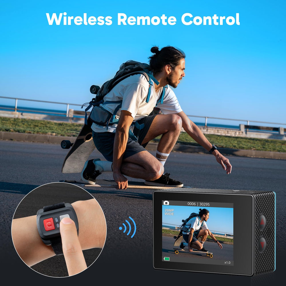 AKASO EK7000 Wi-Fi connectivity aids quick sharing via mobile app.