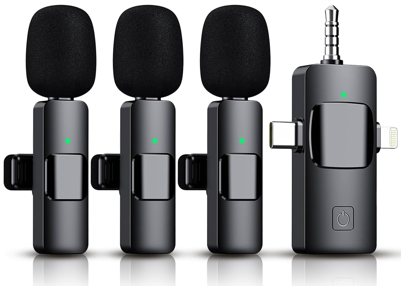 Akcswo 3 in 1 wireless lavalier microphone receiver guiding stable audio for videos.
