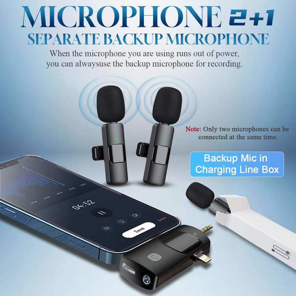 Akcswo wireless lavalier mics set ready for dual-mic interviews.