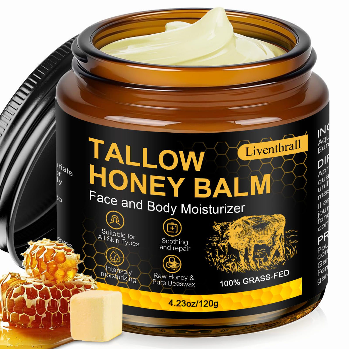 AKIICHI Organic Beef Tallow Honey Balm jar for daily nourishment