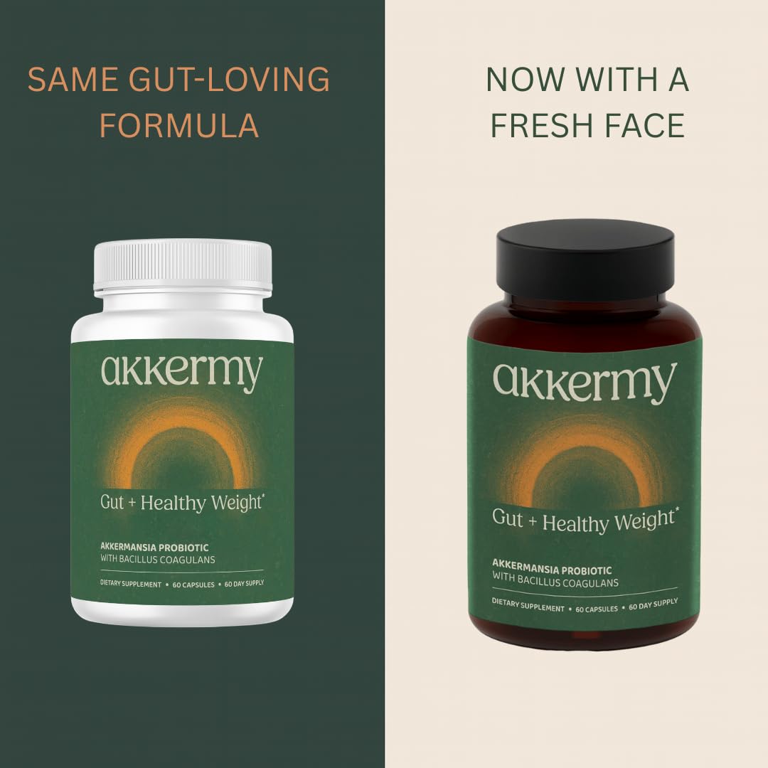 Akkermy Bacillus Coagulans capsules emphasize probiotic blend plus vitamins B2 and D3.