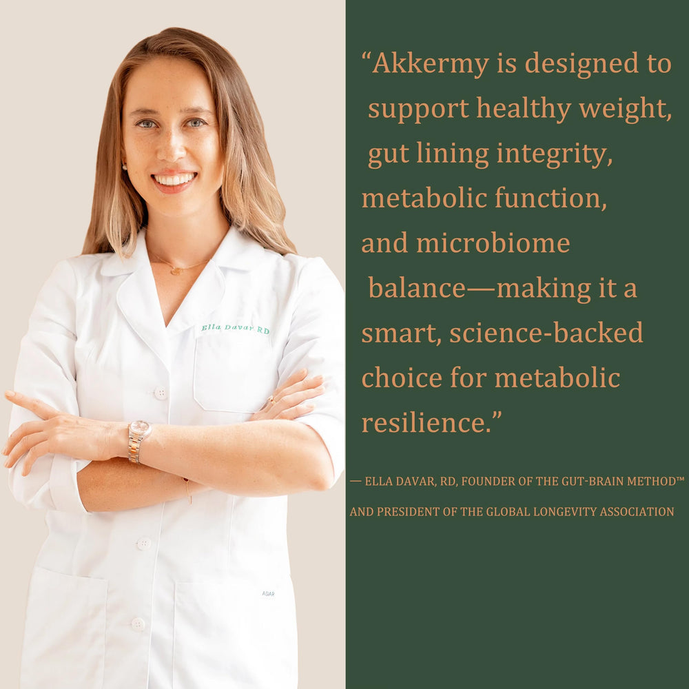 Akkermy capsules closeup showing easy-to-swallow capsules for daily use.