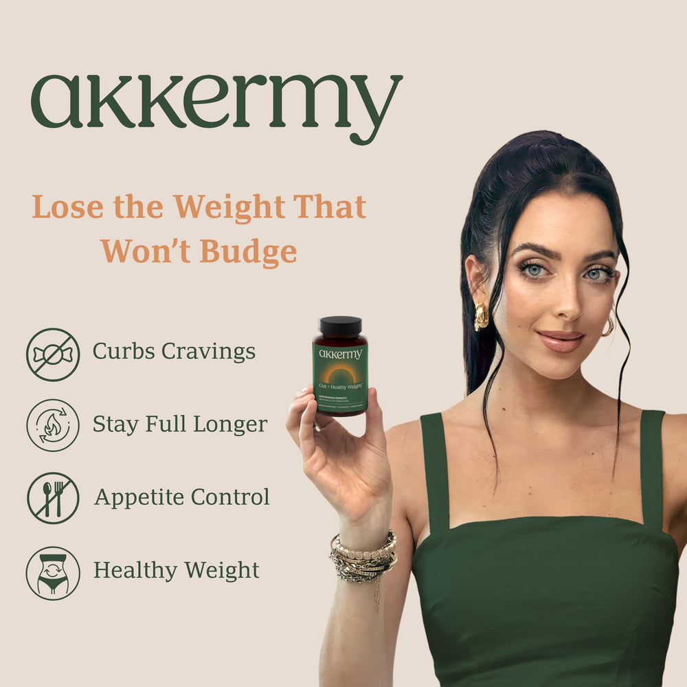 Akkermy bottle nutrition panel highlighting 60 capsules and a 2-month supply.