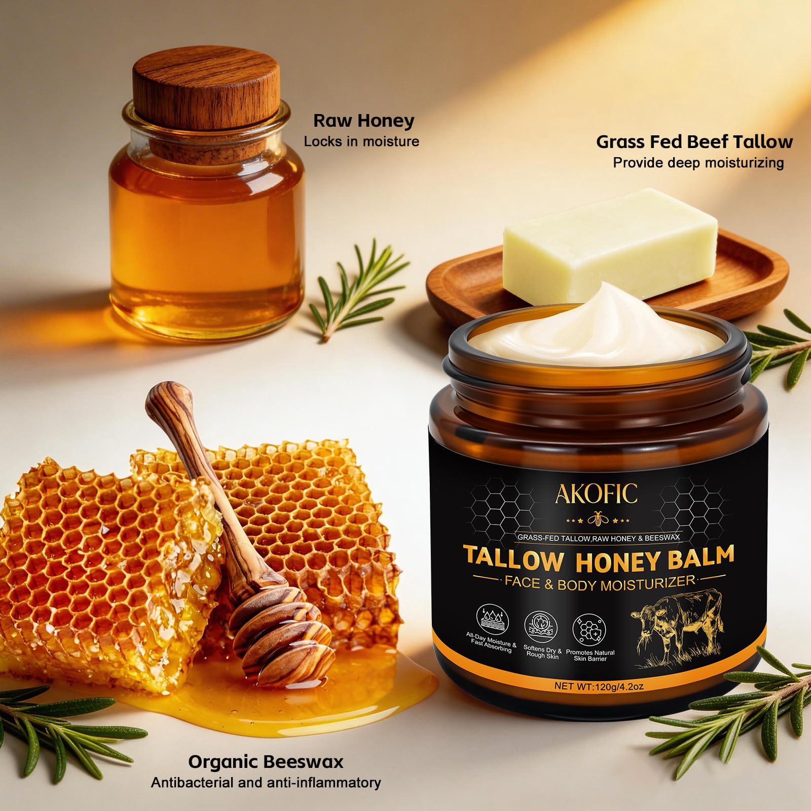 AKOFIC applying balm to face demonstrates easy massage and non-greasy absorption