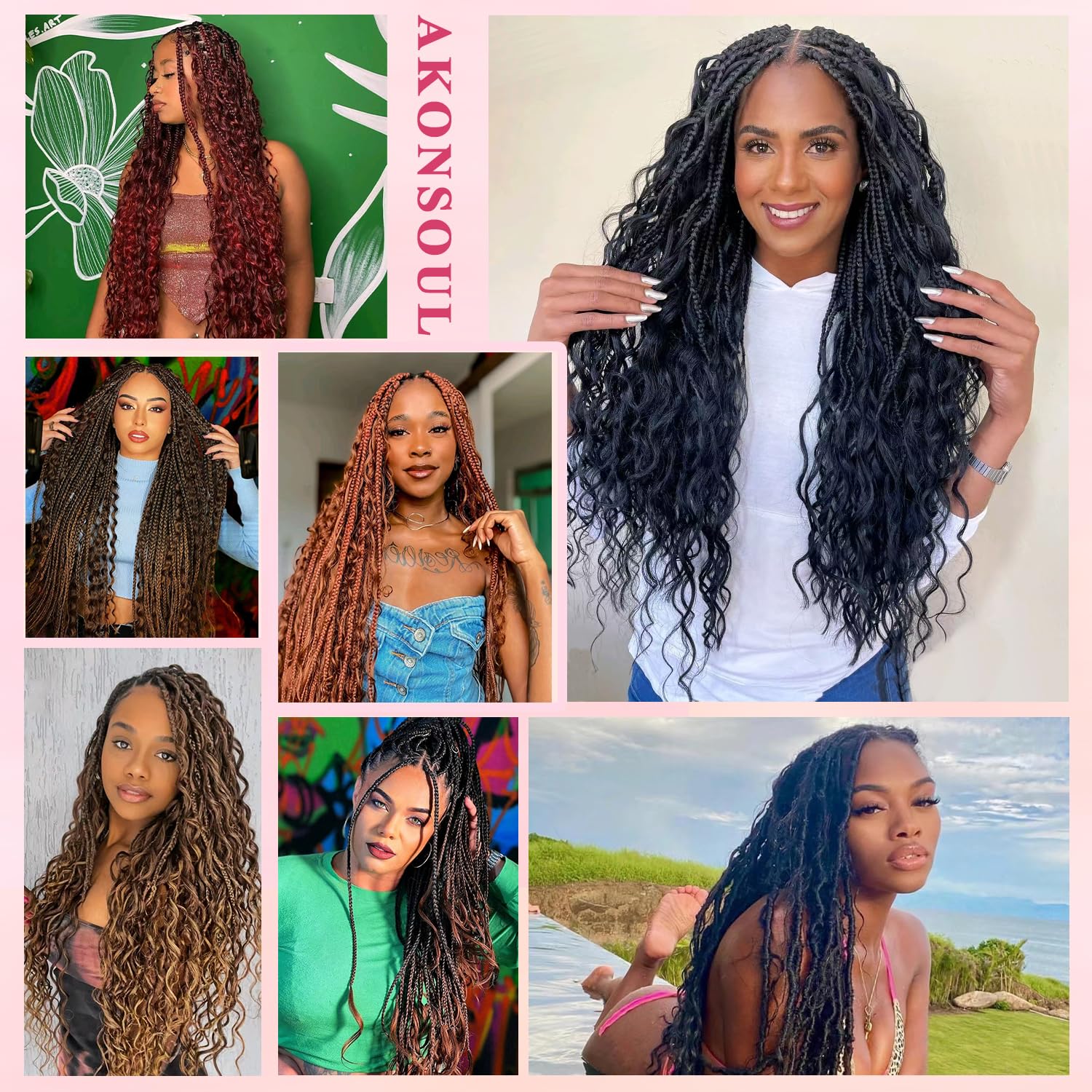 AKONSOUL boho goddess look hair helps achieve festival-ready braids.