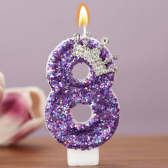 AKURIEEY crown-detail glitter candle boosts festive party ambiance