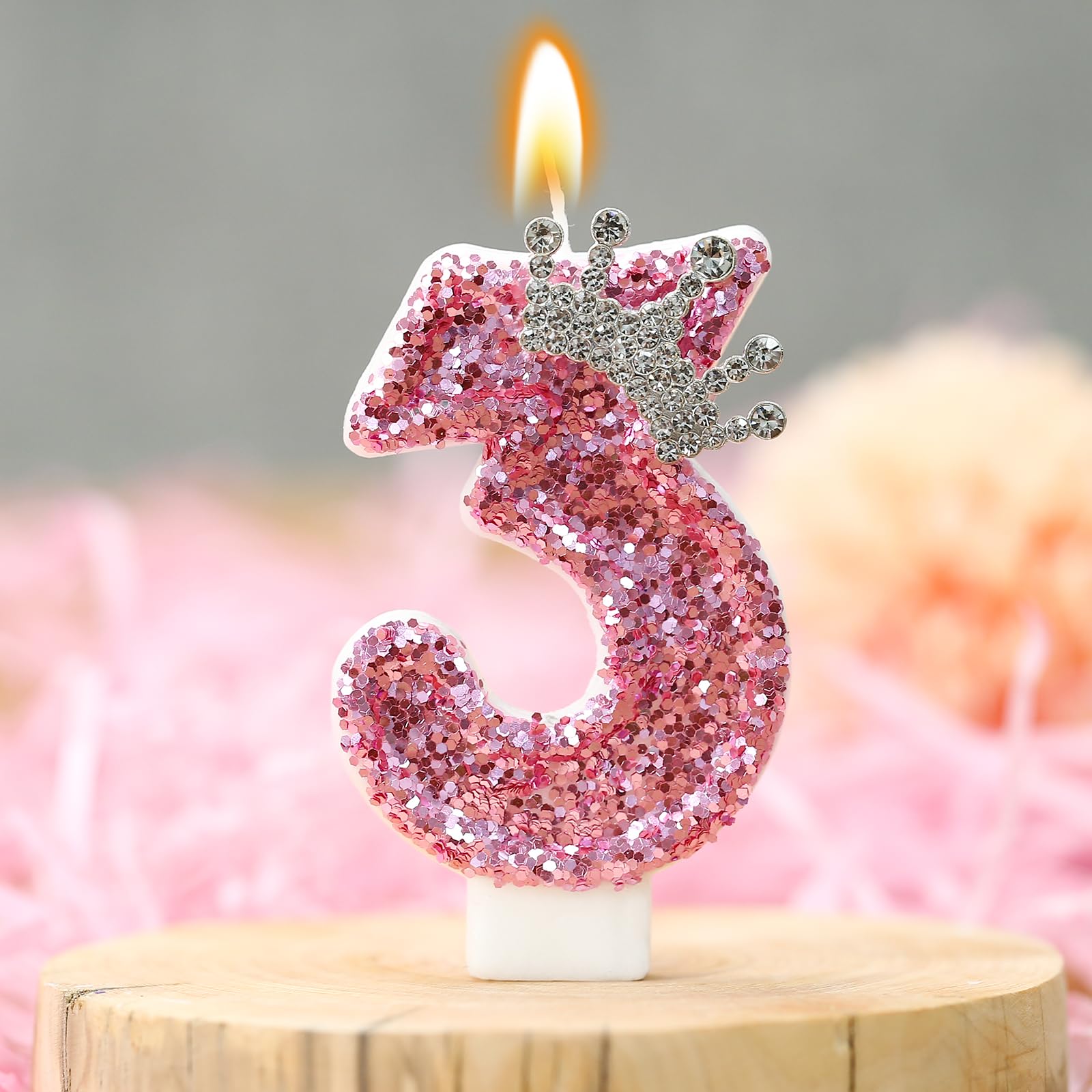AKURIEEY glitter number 3 cake topper adds sparkle to celebrations.