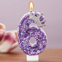 AKURIEEY number-6 cake topper with sequins for milestone celebrations.
