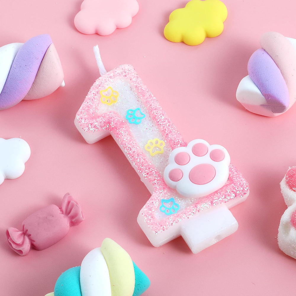 AKURIEEY pink number 1 cake topper adds adorable pet-themed charm.