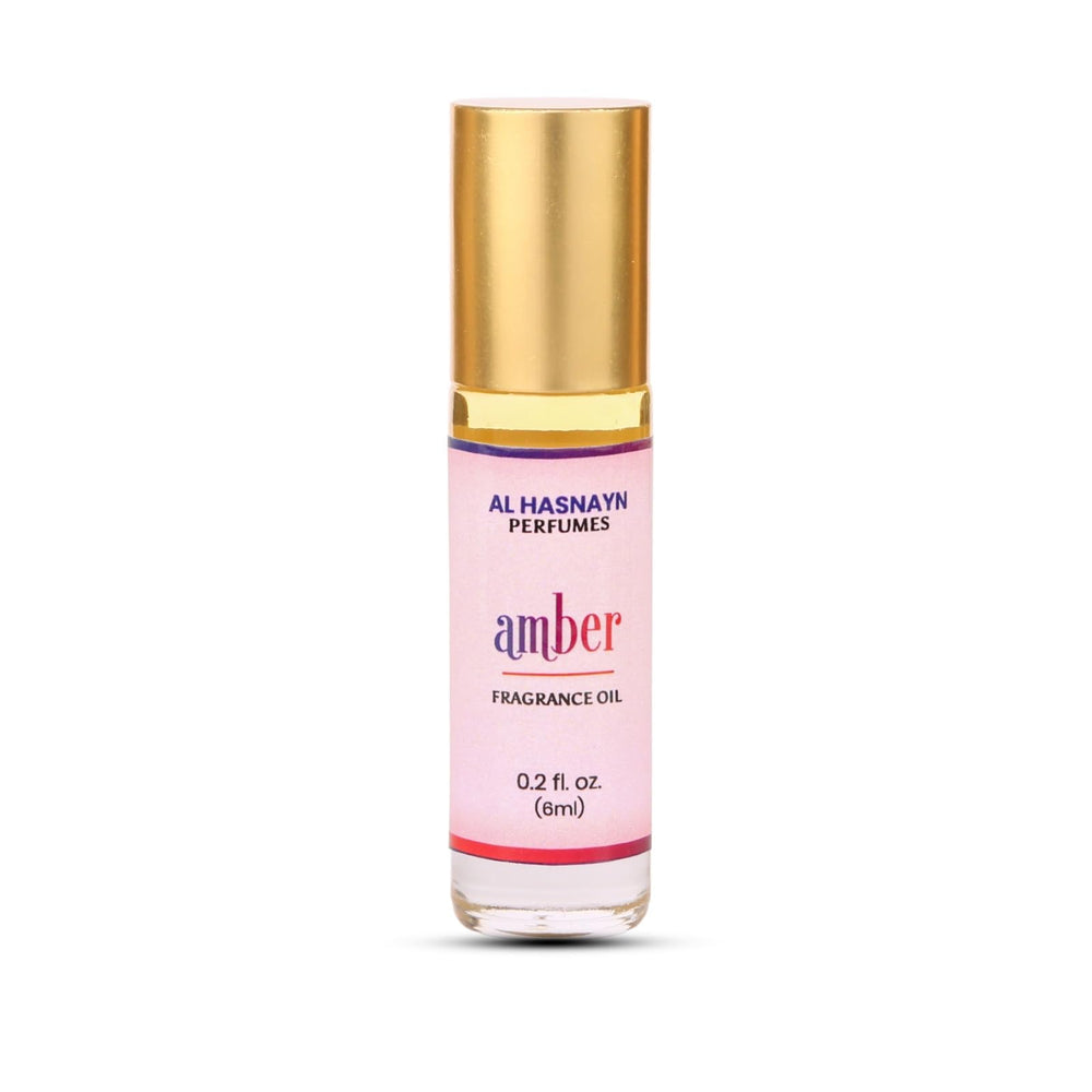 AL HASNAYN Amber Perfume Oil Roll-On bottle close-up with long-lasting aroma