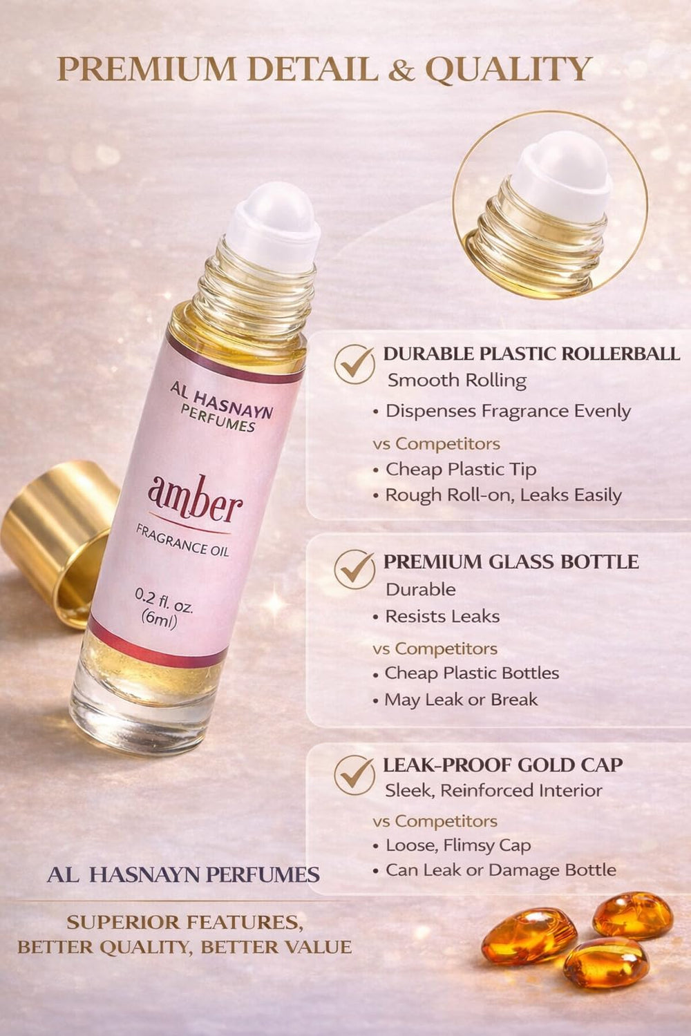 AL HASNAYN Amber Roll-On glows for evening wear and confidence