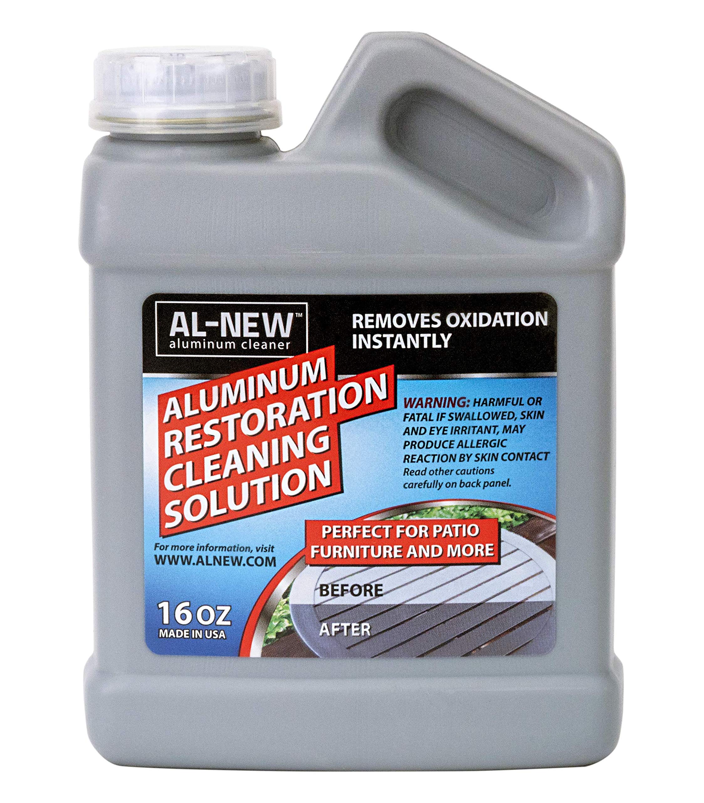 AL-NEW Aluminum Restoration Solution bottle for easy application and surface revival.