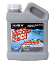 AL-NEW Aluminum Restoration Solution bottle for easy application and surface revival.