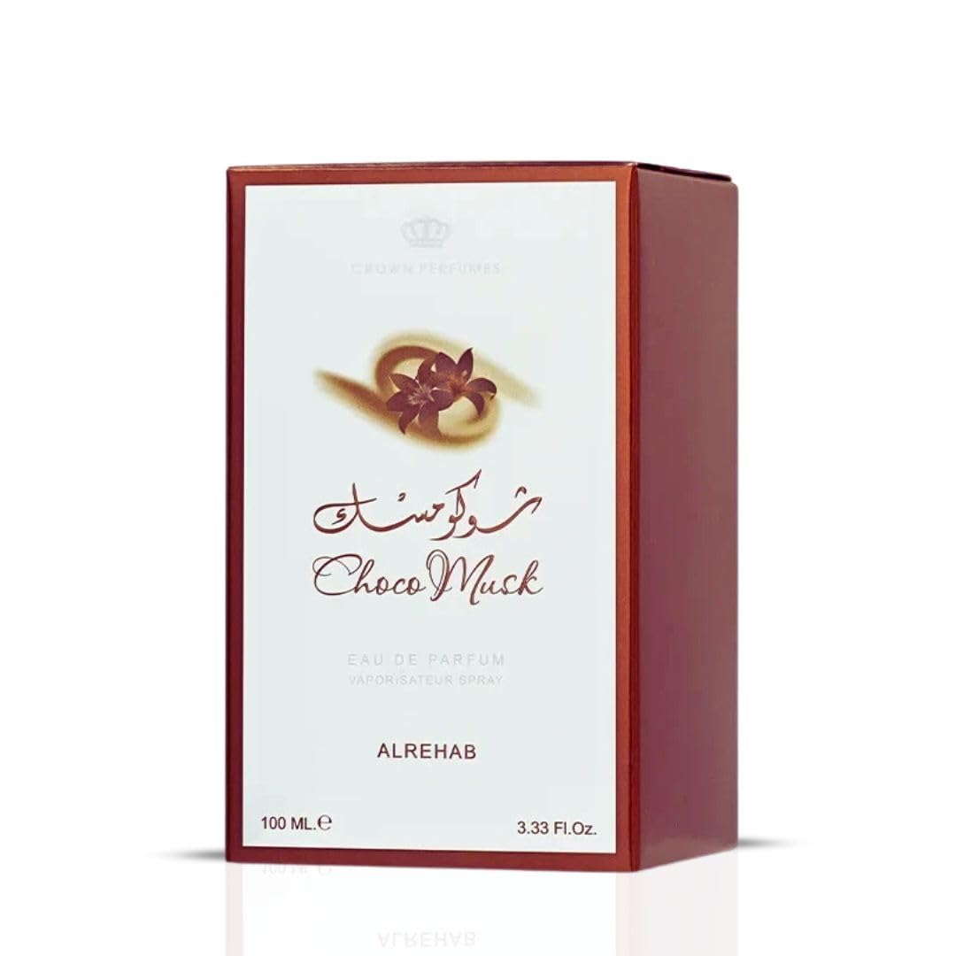 Al-Rehab Choco Musk bottle front view highlights minimalist design
