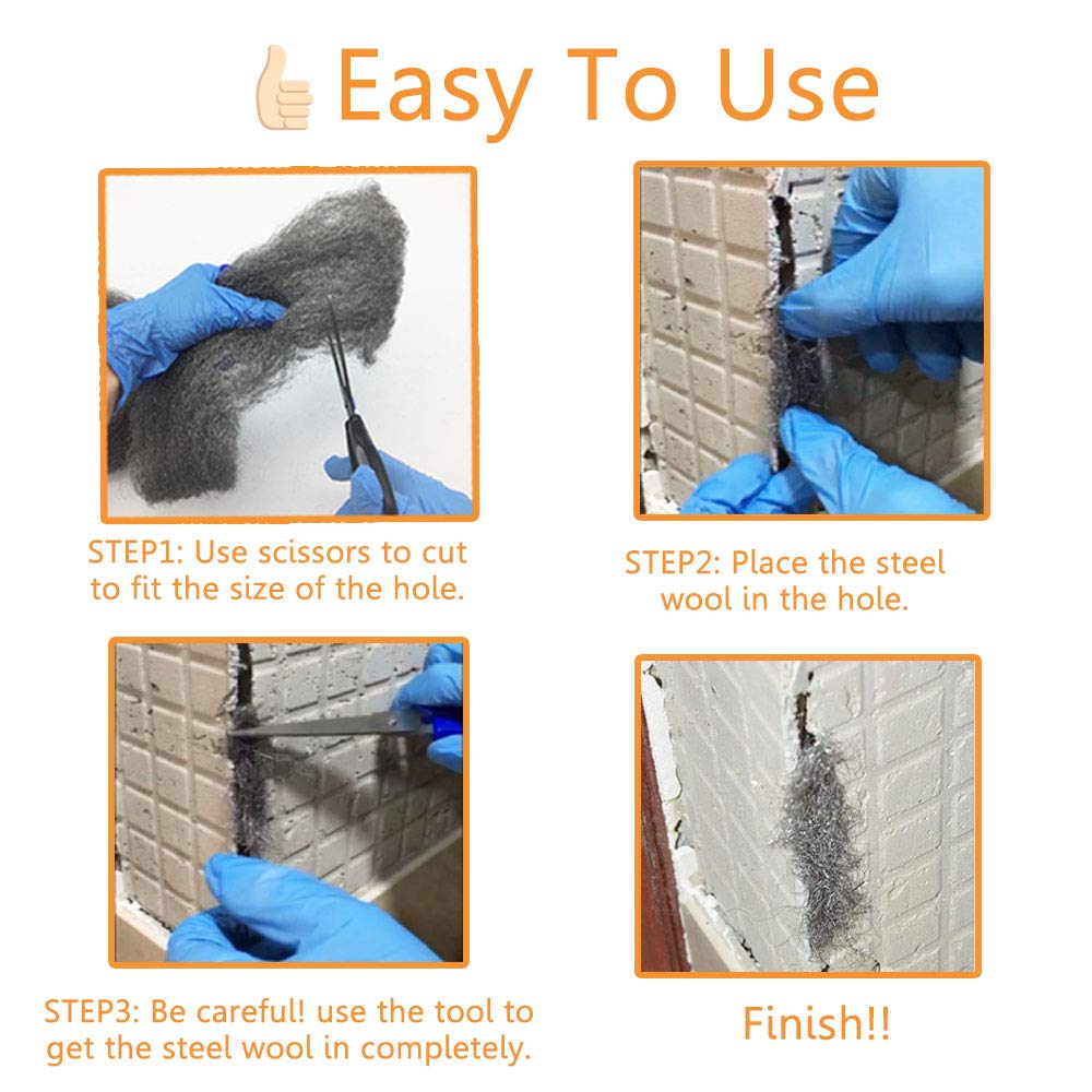 Alabrocon steel wool fibers form a tough, bendable barrier against gnawing.