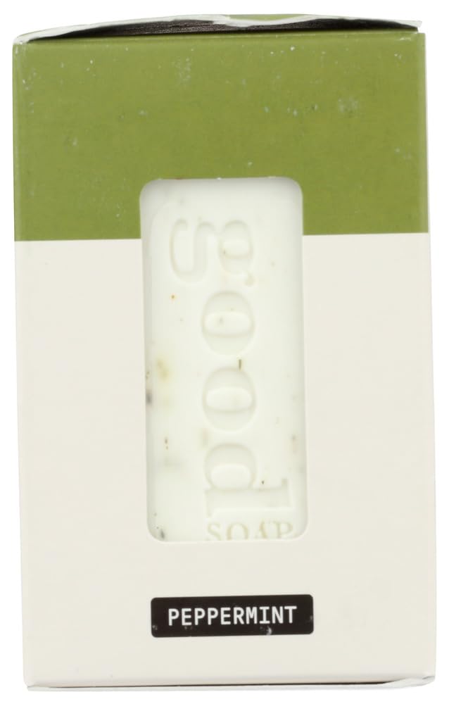 Alaffia Peppermint Good Soap bars closeup reveals creamy lather potential and refreshing peppermint notes.