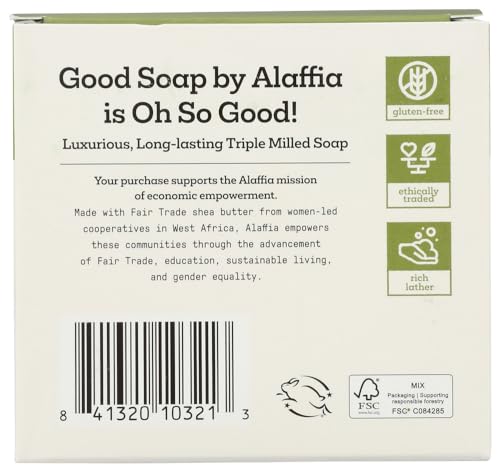Alaffia Peppermint Good Soap pack front view showcases value and minty freshness for daily cleansing.