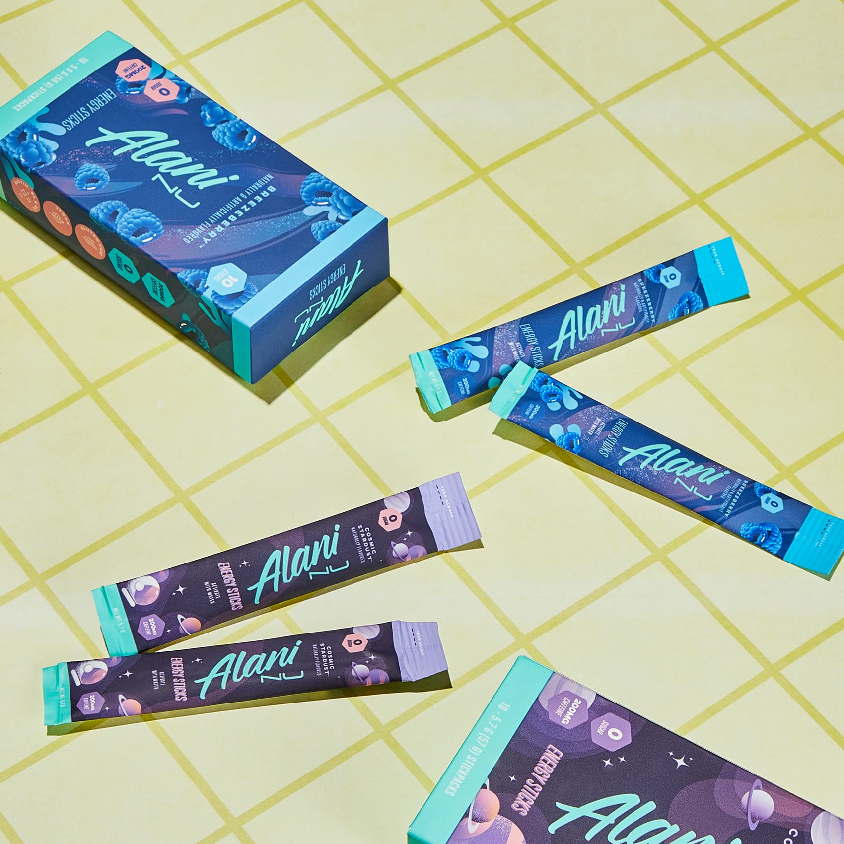 Ingredient panel of Breezeberry energy sticks highlighting vitamins