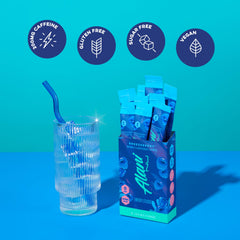 Close-up Breezeberry energy stick packet with clear label details