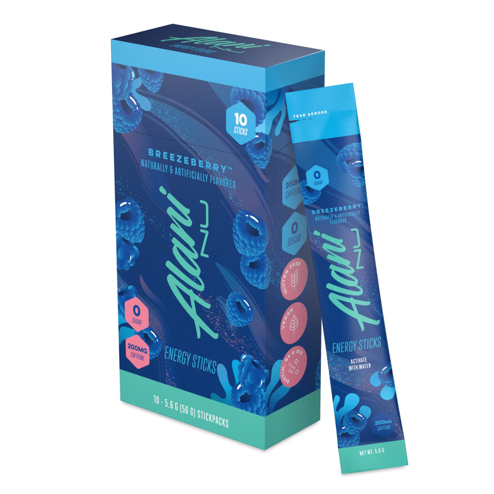 Alani Nu Breezeberry energy stick packet ready for quick caffeine boost