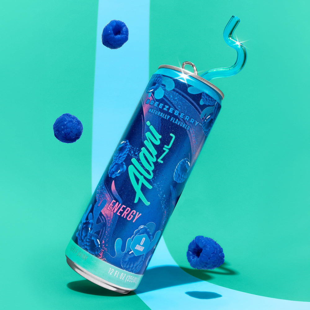Alani Nu Breezeberry in gym bag for on-the-go energy