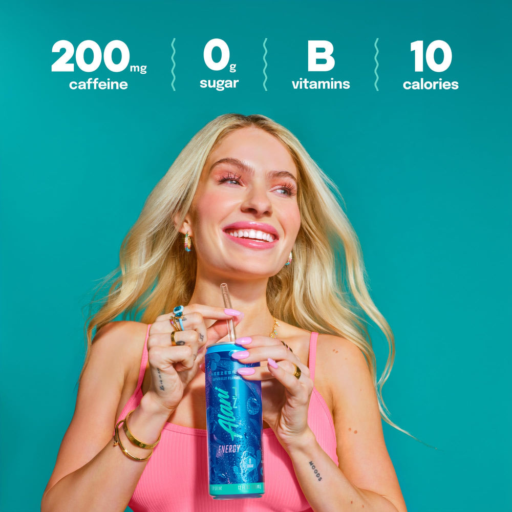 Alani Nu Breezeberry pack of 12 demonstrates long-lasting, ready-to-drink energy.
