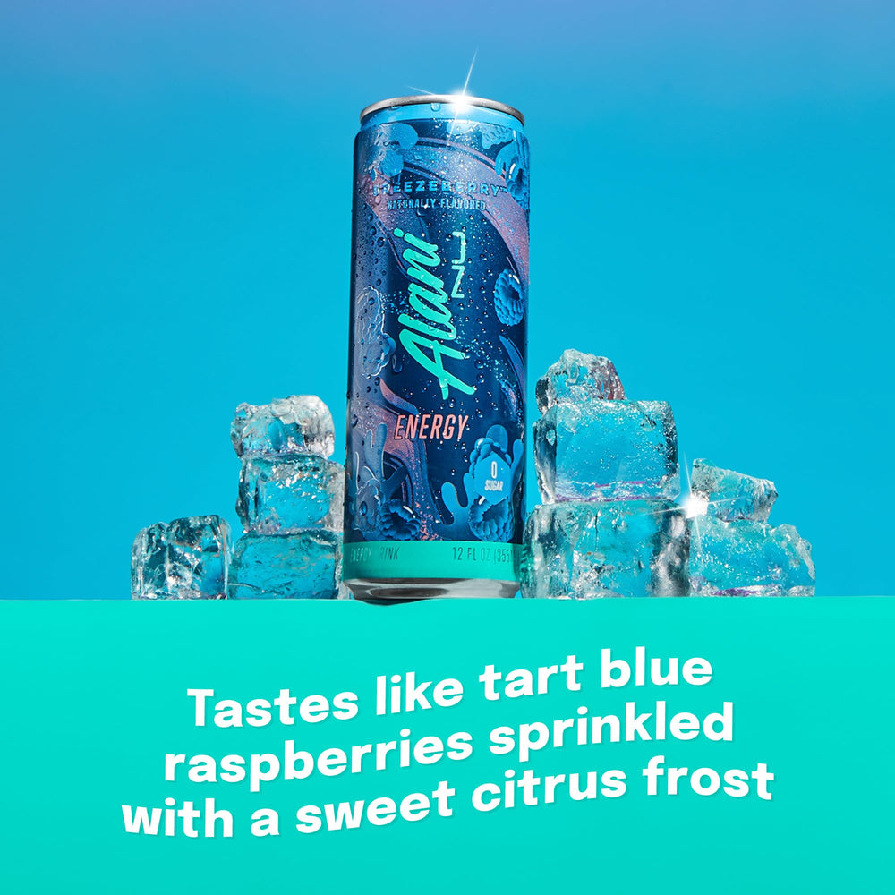 Alani Nu Breezeberry poured into a glass shows refreshing, lightly carbonated flavor.